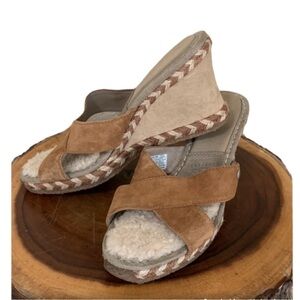 UGG Australia "Margot" 1689 Wedge Sandals Brown Tan Suede Espadrilles​​​​​​​
